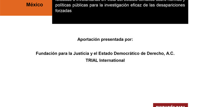 Aportación dirigida al Grupo de Trabajo sobre Desapariciones Forzadas o Involuntarias en vista del estudio temático sobre normas y políticas públicas para la investigación eficaz de las desapariciones forzadas.