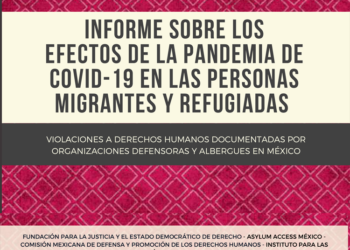 “Informe sobre los efectos de la pandemia de COVID-19 en las personas migrantes y refugiadas. Violaciones a derechos humanos documentadas por organizaciones defensoras y albergues en México”