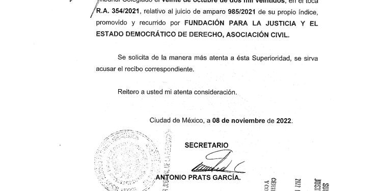 Sentencia del Tribunal Colegiado remitida a la SCJN