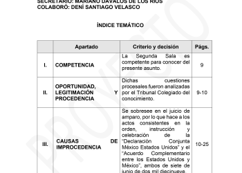 Proyecto de la Ministra Yasmin Esquivel por el amparo en revisión de la Declaración Conjunta entre Estados Unidos y México