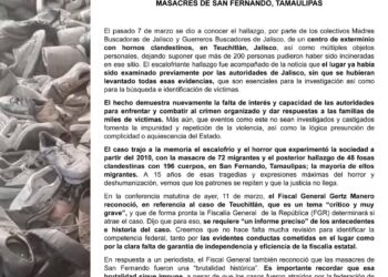 PRONUNCIAMIENTO SOBRE EL CASO DE TEUCHITLAN, JALISCO, Y LAS MASACRES DE SAN FERNANDO, TAMAULIPAS 