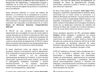 Panel de personas expertas independientes observará la elección de Fiscal General y Corte de Constitucionalidad de Guatemala en 2026.