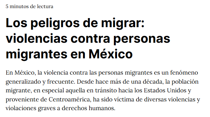 Los peligros de migrar: violencias contra personas migrantes en México