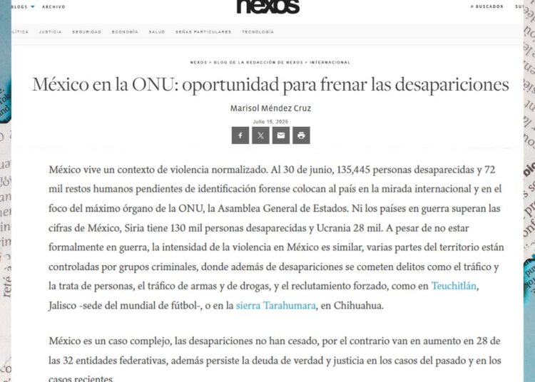 México en la ONU: oportunidad para frenar las desapariciones